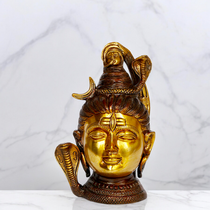 Brass Shiva Face Head statue - 6.5 inches Nikuressence