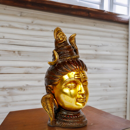 Brass Shiva Face Head statue - 6.5 inches Nikuressence