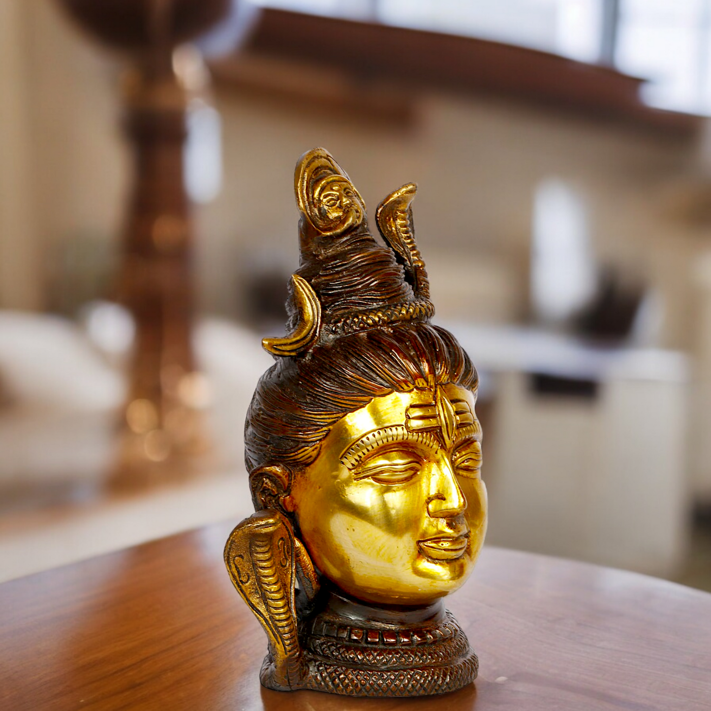 Brass Shiva Face Head statue - 6.5 inches Nikuressence