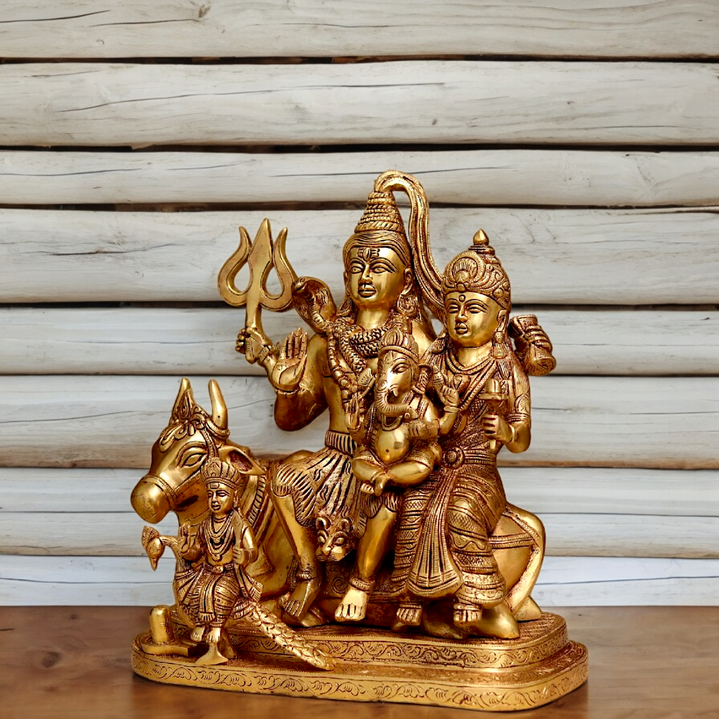 Bhagwan Shiva Family shiv Parivar Solid Brass Idol - 14 inches Nikuressence