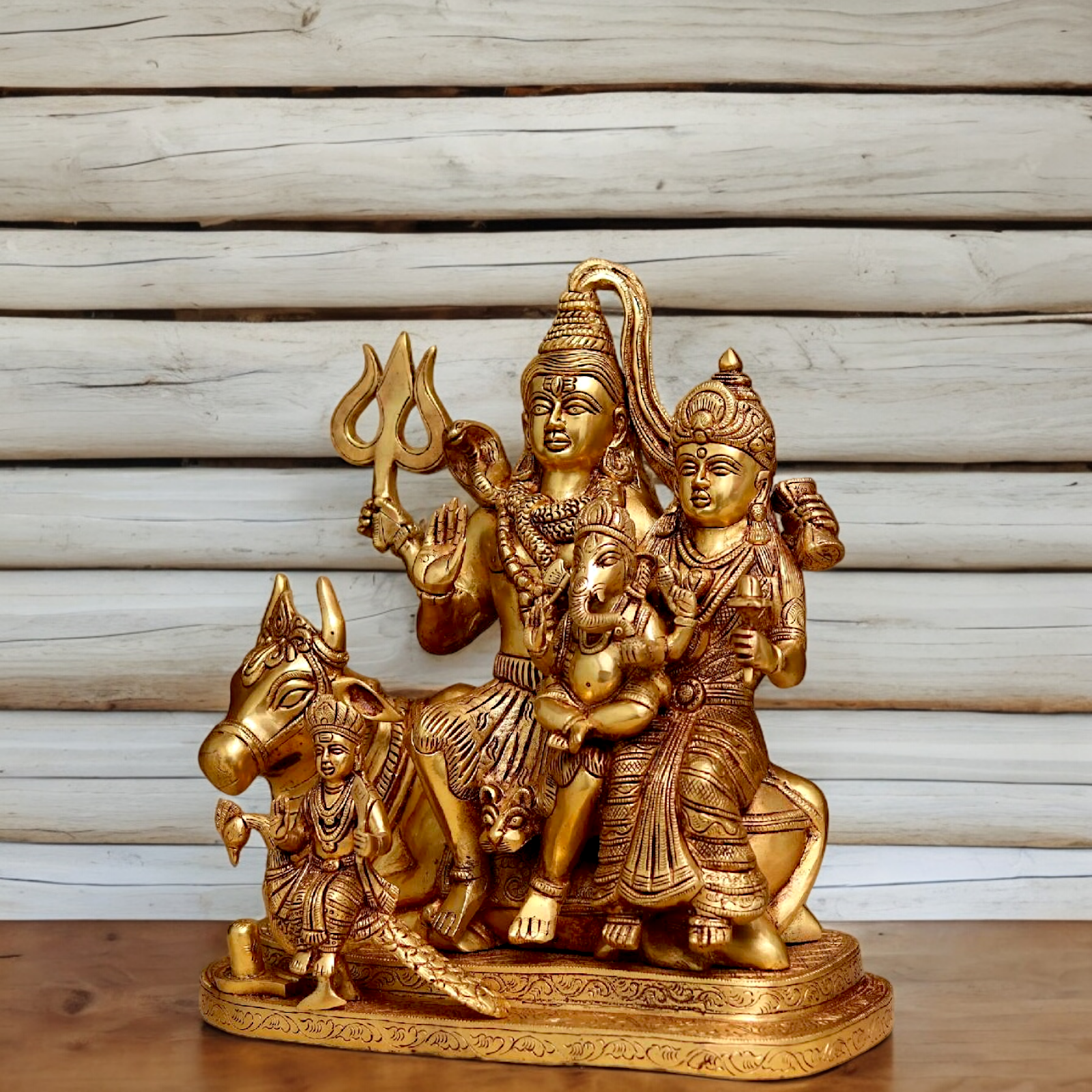 Bhagwan Shiva Family shiv Parivar Solid Brass Idol - 14 inches Nikuressence