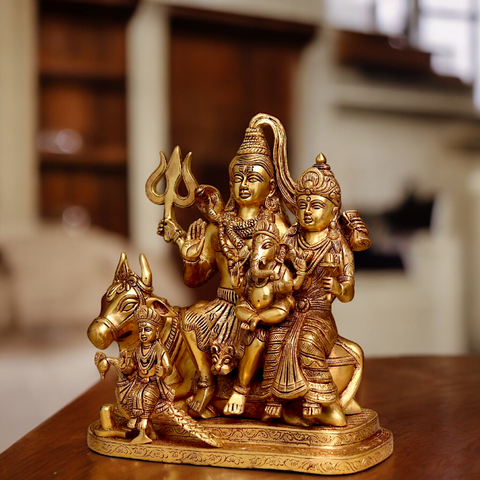 Bhagwan Shiva Family shiv Parivar Solid Brass Idol - 14 inches Nikuressence