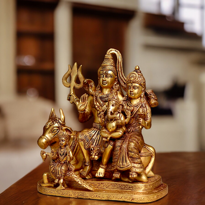 Bhagwan Shiva Family shiv Parivar Solid Brass Idol - 14 inches Nikuressence