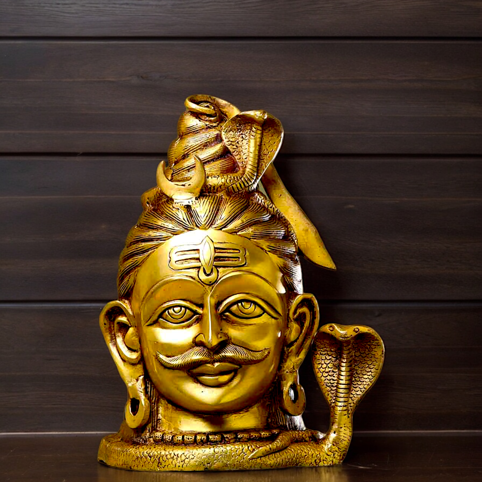 Lord Shiva Face Head Mahakaal Solid Brass idol - 10 inches Nikuressence