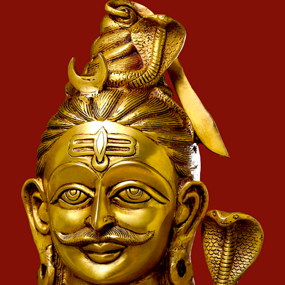 Lord Shiva Face Head Mahakaal Solid Brass idol - 10 inches Nikuressence
