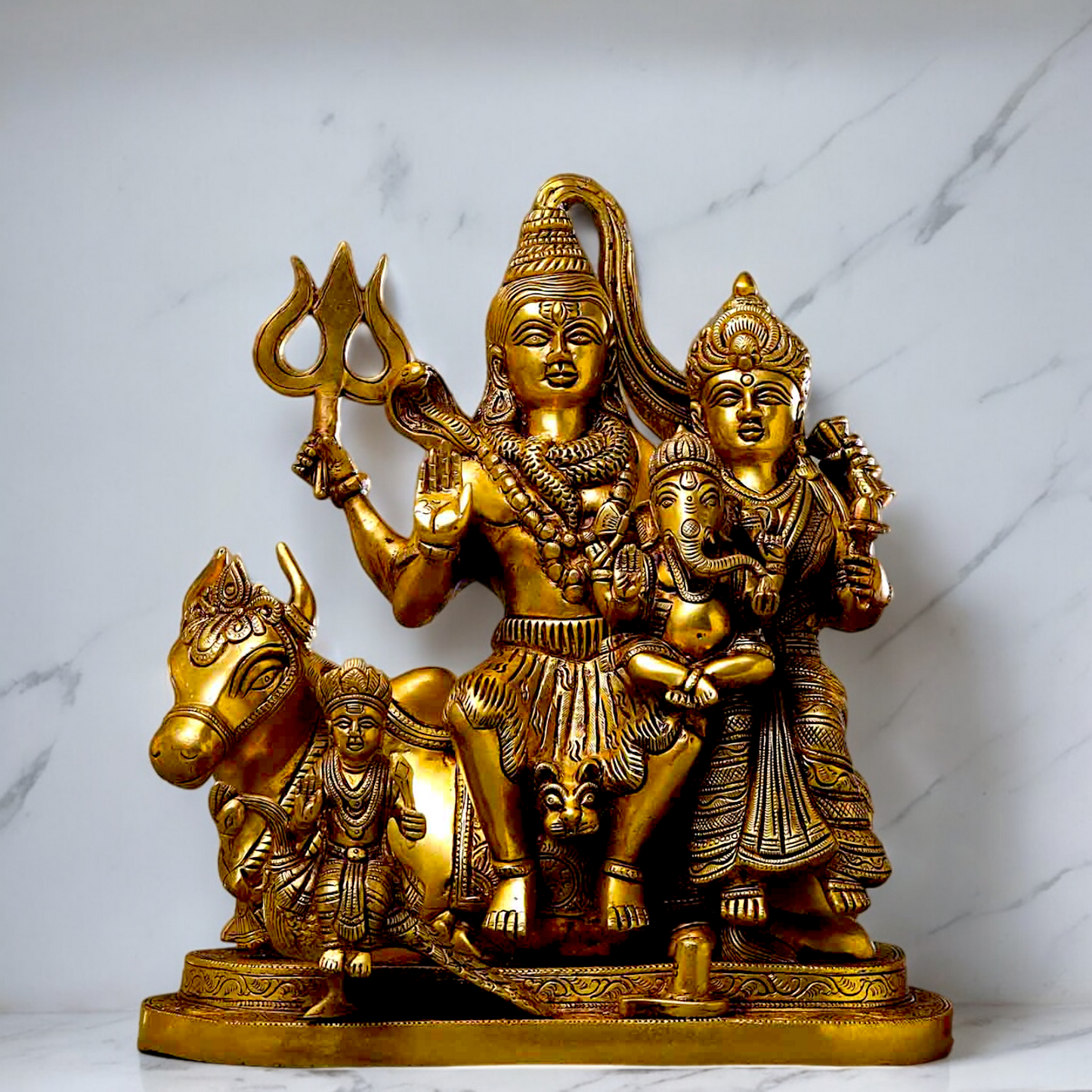 Bhagwan Shiva Family shiv Parivar Solid Brass Idol - 14 inches Nikuressence