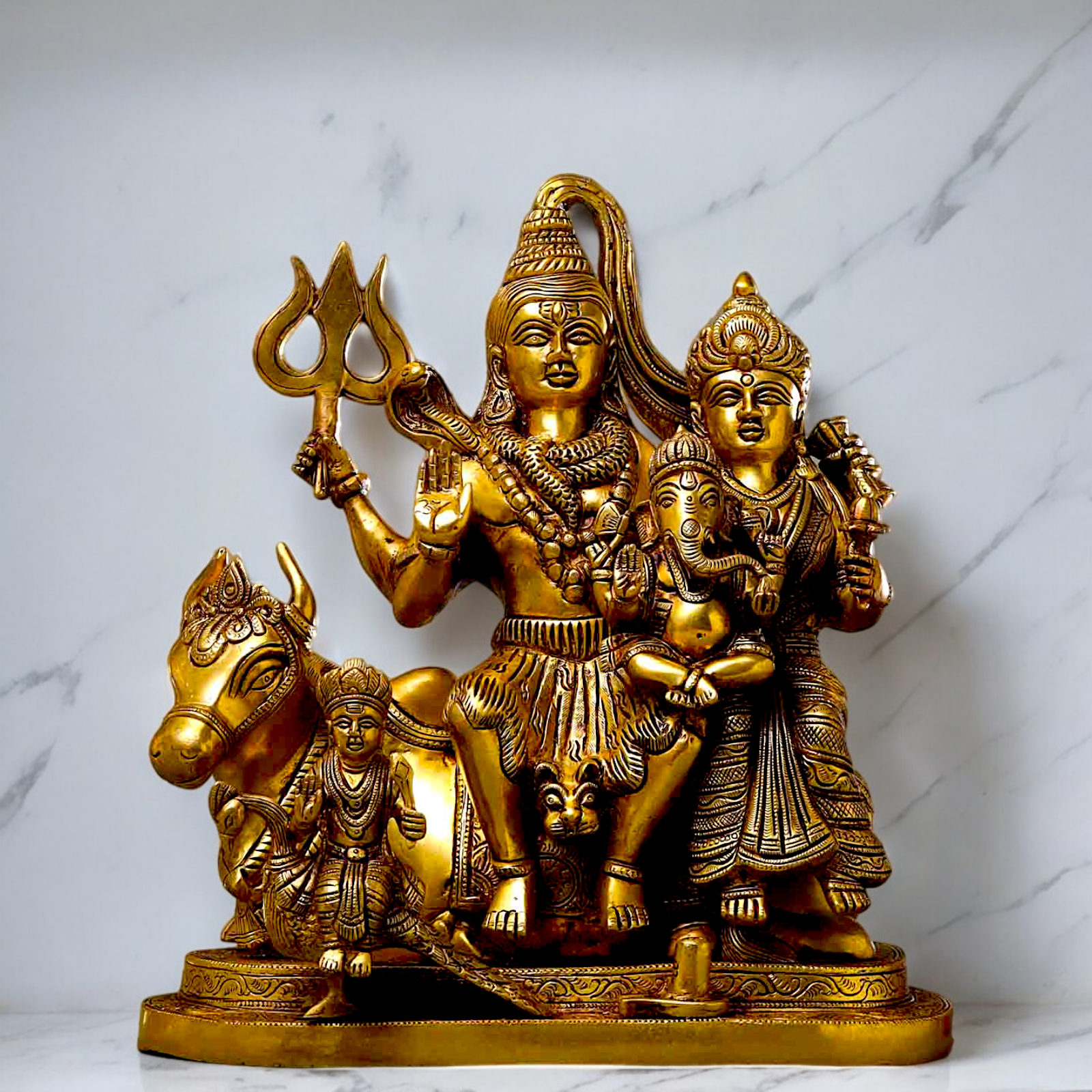 Bhagwan Shiva Family shiv Parivar Solid Brass Idol - 14 inches Nikuressence