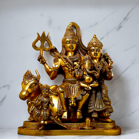Bhagwan Shiva Family shiv Parivar Solid Brass Idol - 14 inches Nikuressence