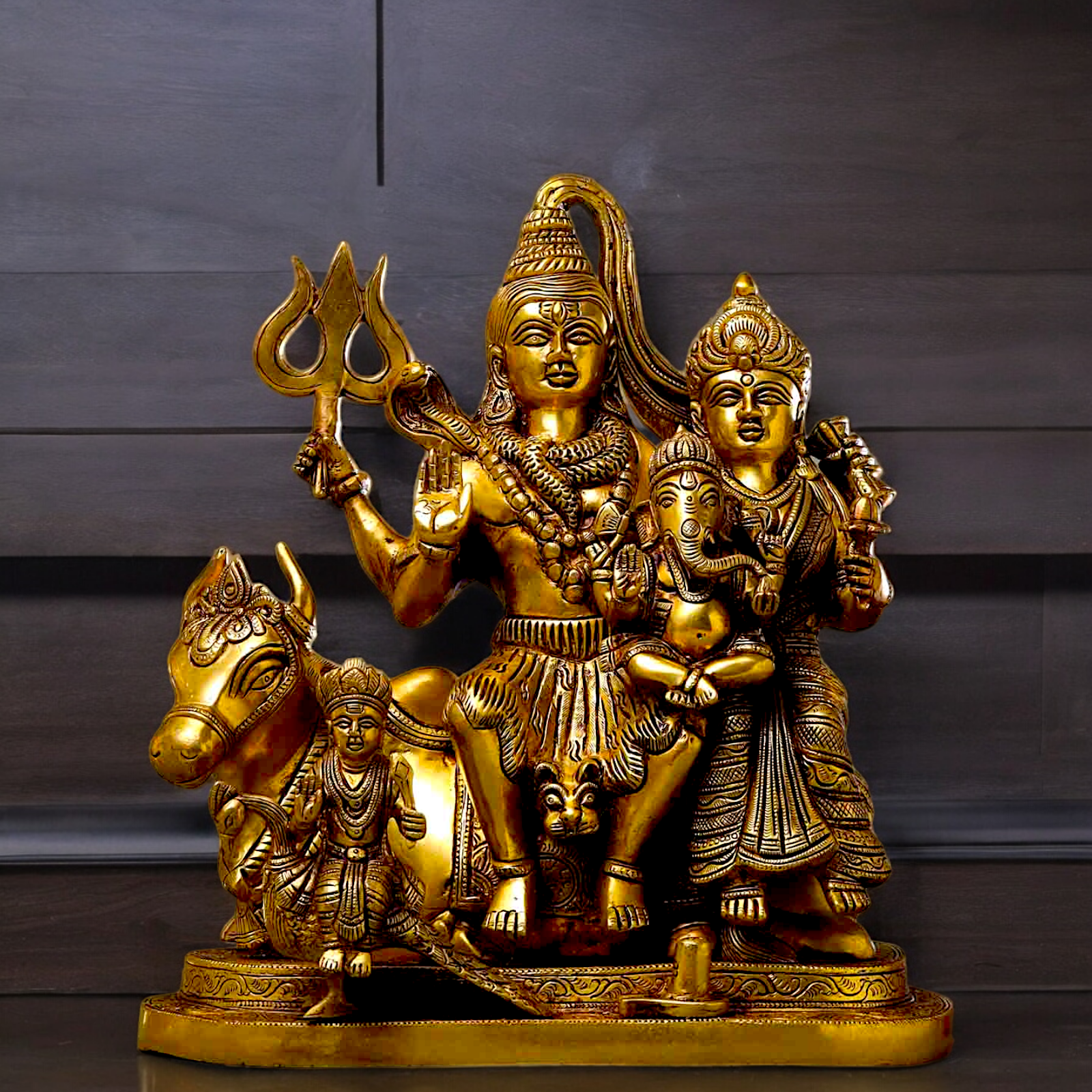 Bhagwan Shiva Family shiv Parivar Solid Brass Idol - 14 inches Nikuressence