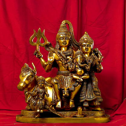 Bhagwan Shiva Family shiv Parivar Solid Brass Idol - 14 inches Nikuressence