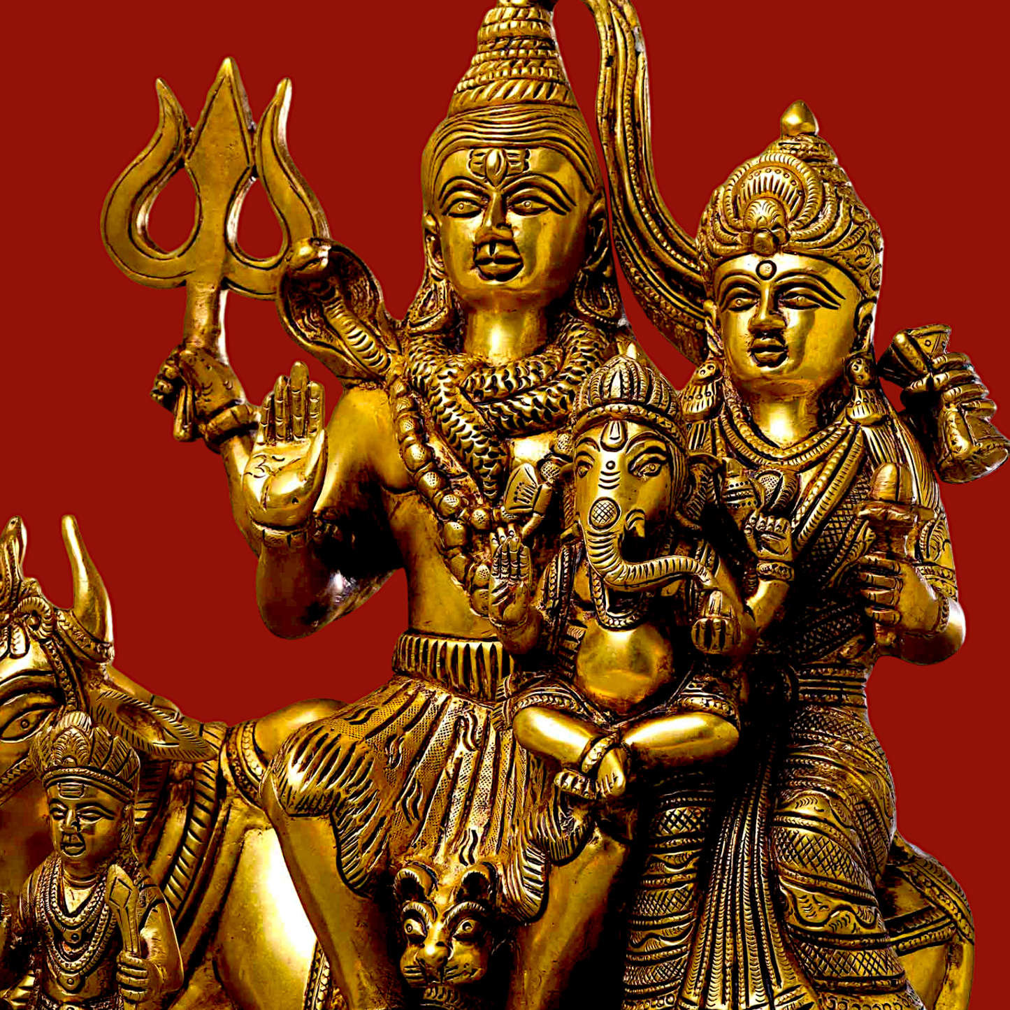 Bhagwan Shiva Family shiv Parivar Solid Brass Idol - 14 inches Nikuressence