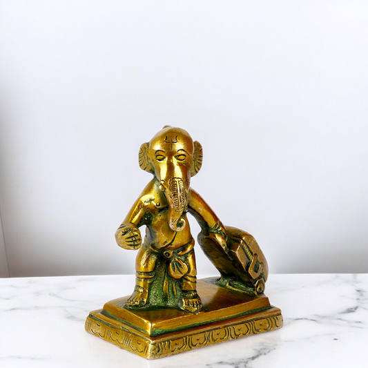 Lord Ganpati Ganesha Brass idol - 4 inches Nikuressence