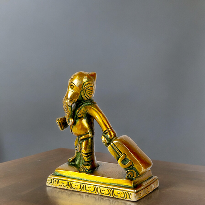 Lord Ganpati Ganesha Brass idol - 4 inches Nikuressence