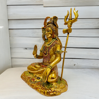 Lord Shiva Mahadev Bhagwan brass idol - 10.5 inches Nikuressence