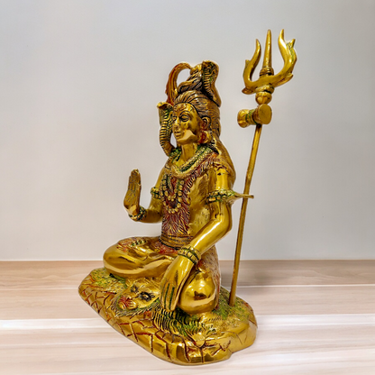 Lord Shiva Mahadev Bhagwan brass idol - 10.5 inches Nikuressence