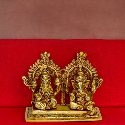 Buy Lakshmi Ganesh Solid brass idol - 4.5 inches Nikuressence