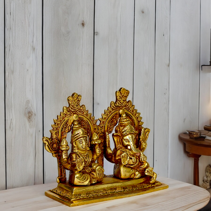 Buy Lakshmi Ganesh Solid brass idol - 4.5 inches Nikuressence