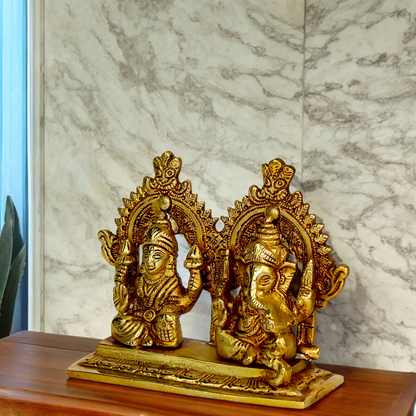 Buy Lakshmi Ganesh Solid brass idol - 4.5 inches Nikuressence