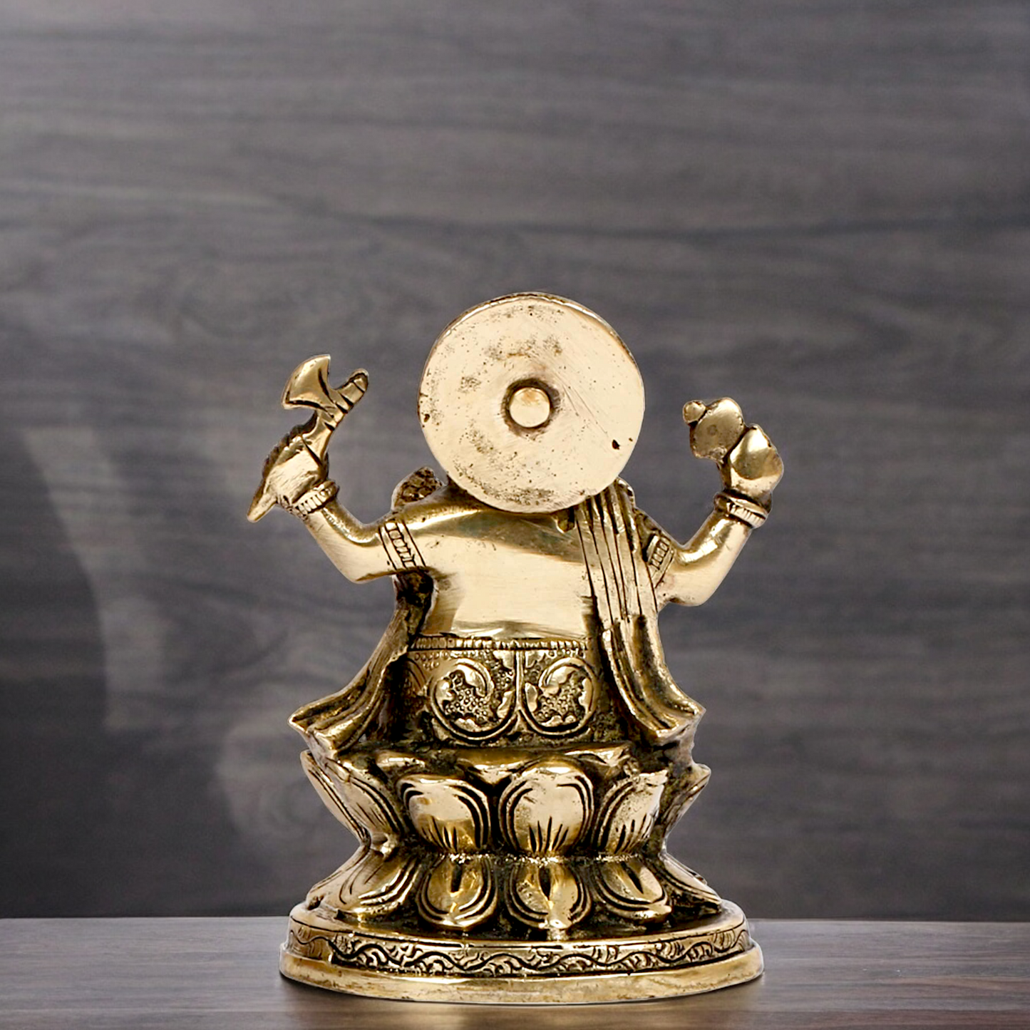 Superfine Brass Ganesha Sitting on lotus idol - 5 inches Nikuressence