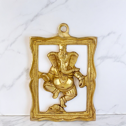 Shop Ganesh wall Hanging solid brass idol - 9 inches Nikuressence