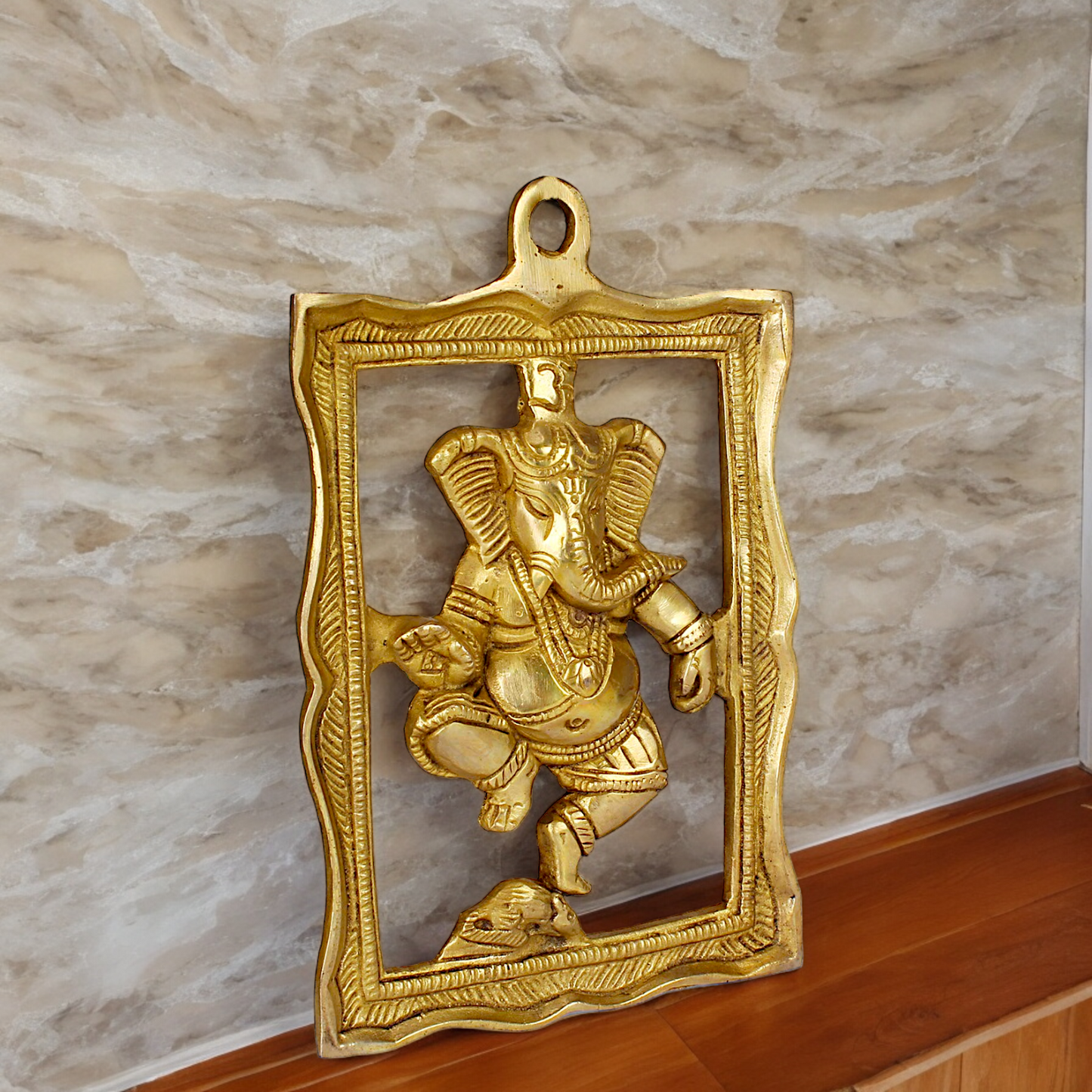 Shop Ganesh wall Hanging solid brass idol - 9 inches Nikuressence