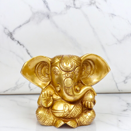 Lord Ganesha Ganpati solid brass idol- 6 inches Nikuressence