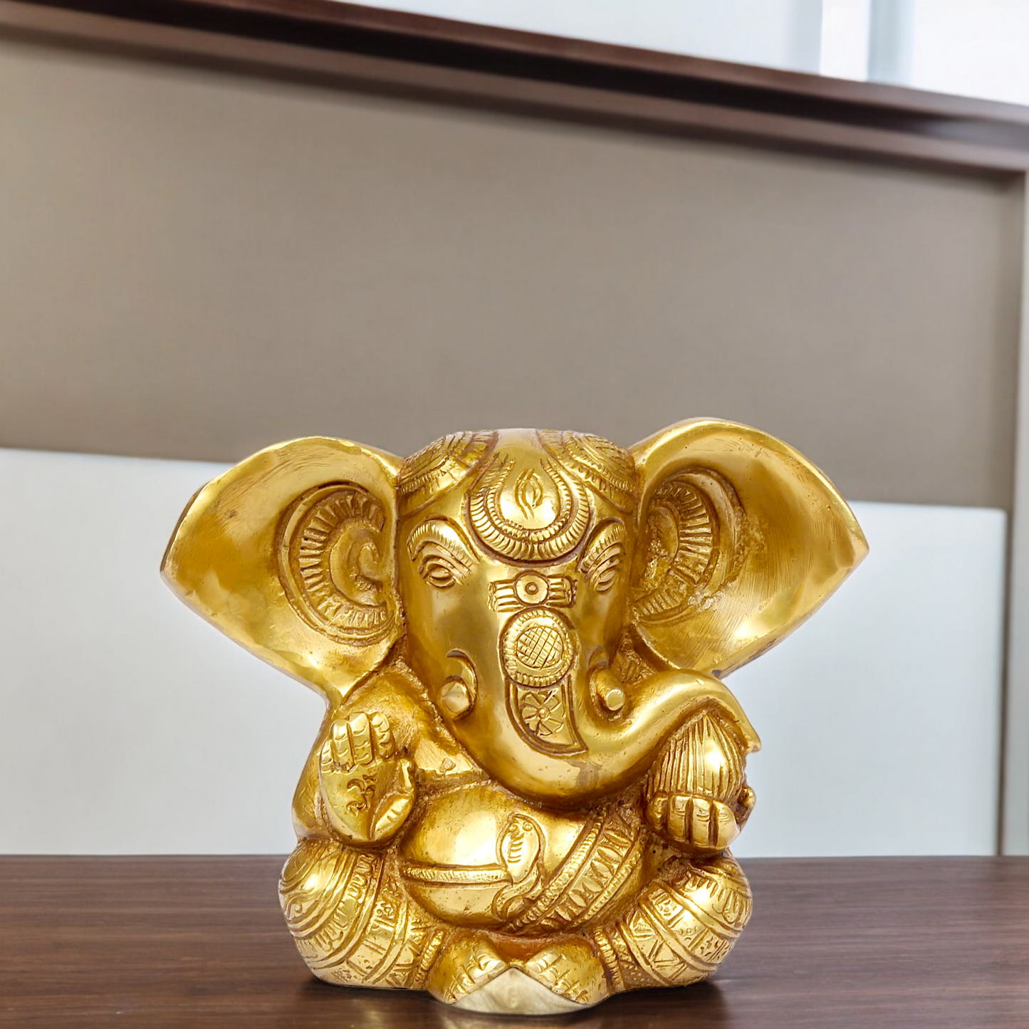 Lord Ganesha Ganpati solid brass idol- 6 inches Nikuressence