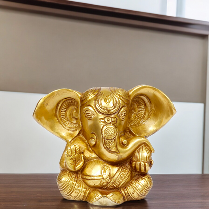 Lord Ganesha Ganpati solid brass idol- 6 inches Nikuressence