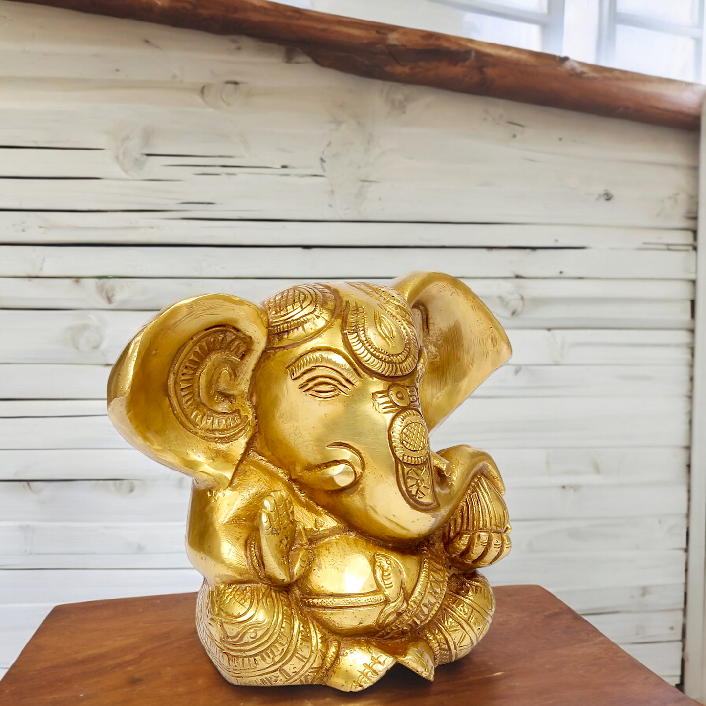 Lord Ganesha Ganpati solid brass idol- 6 inches Nikuressence