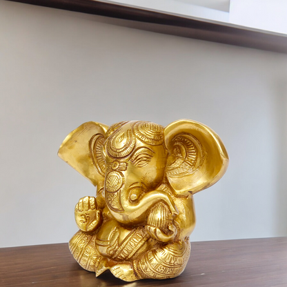 Lord Ganesha Ganpati solid brass idol- 6 inches Nikuressence