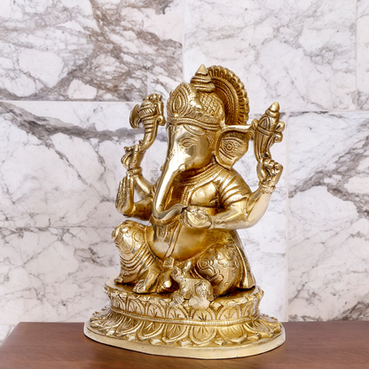 Shop Ganesh Bhagwan Solid brass idol - 8.5 inches Nikuressence