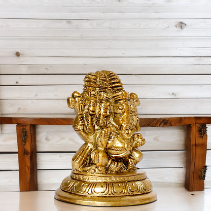 Buy Panchmukhi Ganesha Brass statues - 3 inches Nikuressence