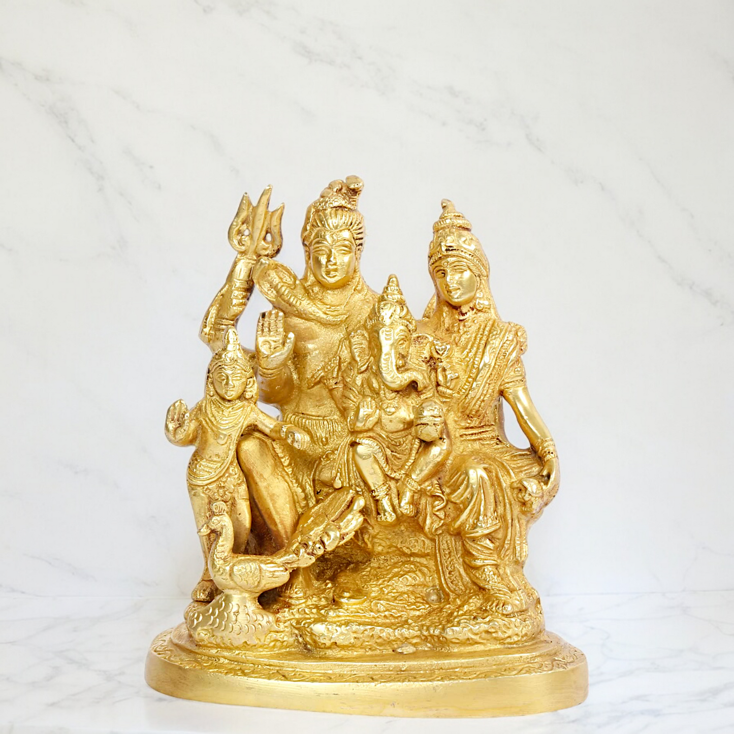 Solid Brass Shiva family Shankar ji Parivar idol - 6 inches Nikuressence