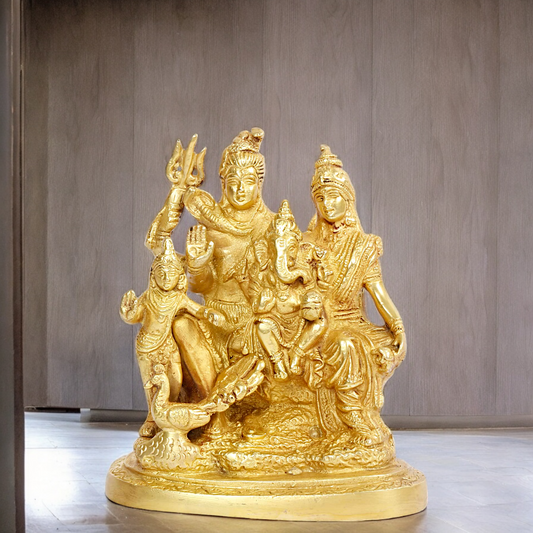 Solid Brass Shiva family Shankar ji Parivar idol - 6 inches Nikuressence