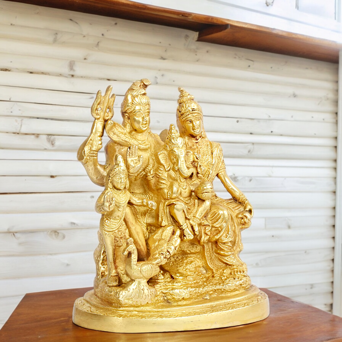 Solid Brass Shiva family Shankar ji Parivar idol - 6 inches Nikuressence