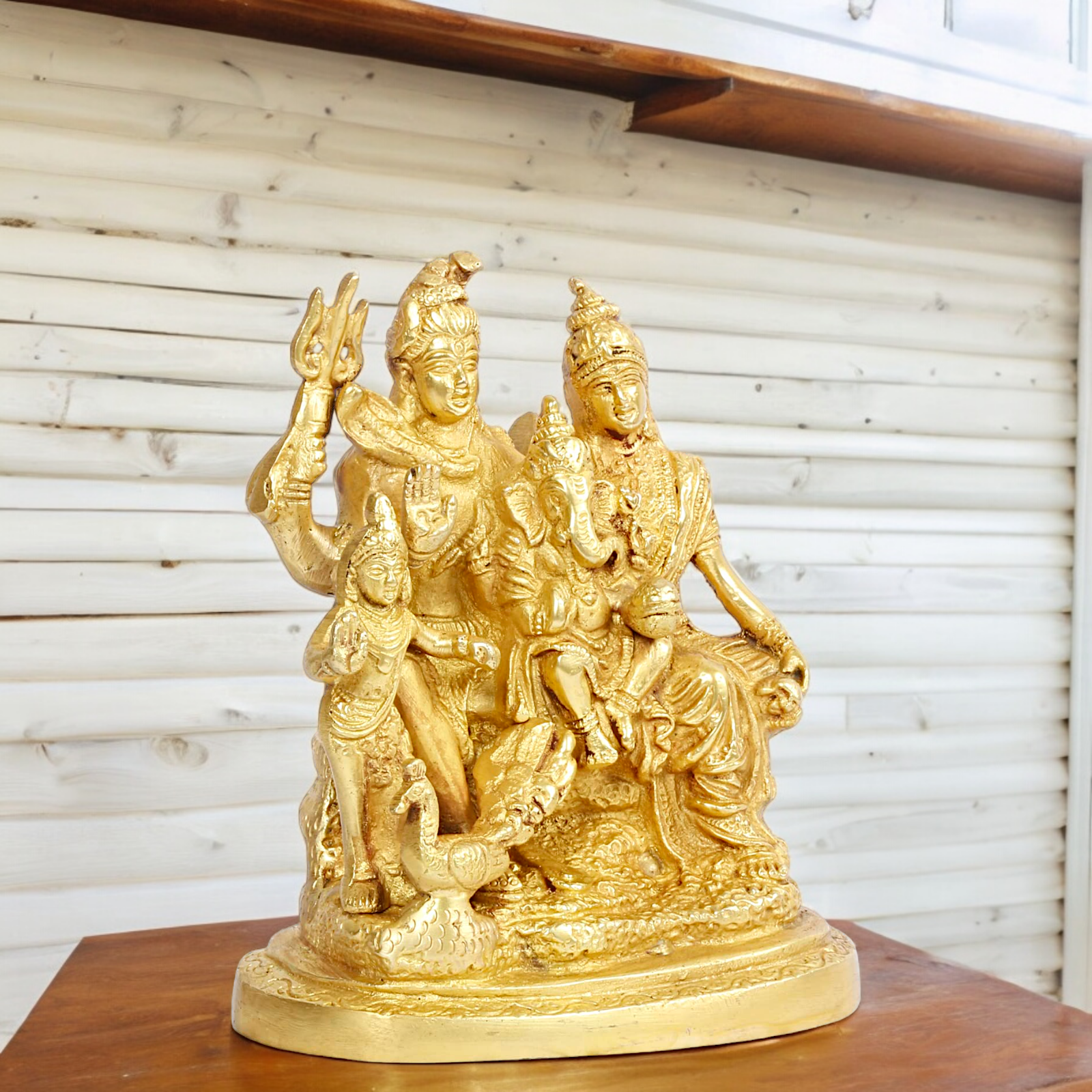 Solid Brass Shiva family Shankar ji Parivar idol - 6 inches Nikuressence