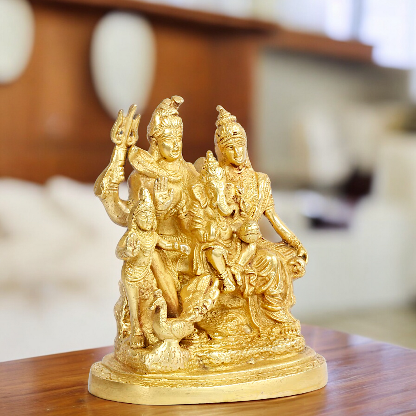 Solid Brass Shiva family Shankar ji Parivar idol - 6 inches Nikuressence