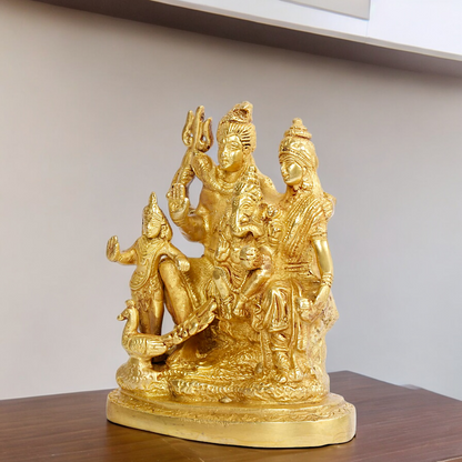 Solid Brass Shiva family Shankar ji Parivar idol - 6 inches Nikuressence