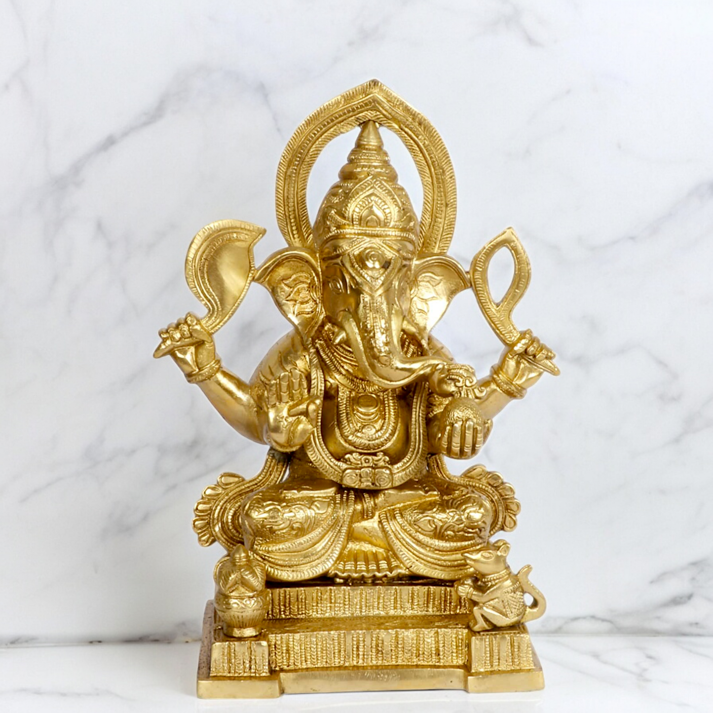 Solid Brass Ganesh Ganpati with Blessing idol - 10 inches Nikuressence