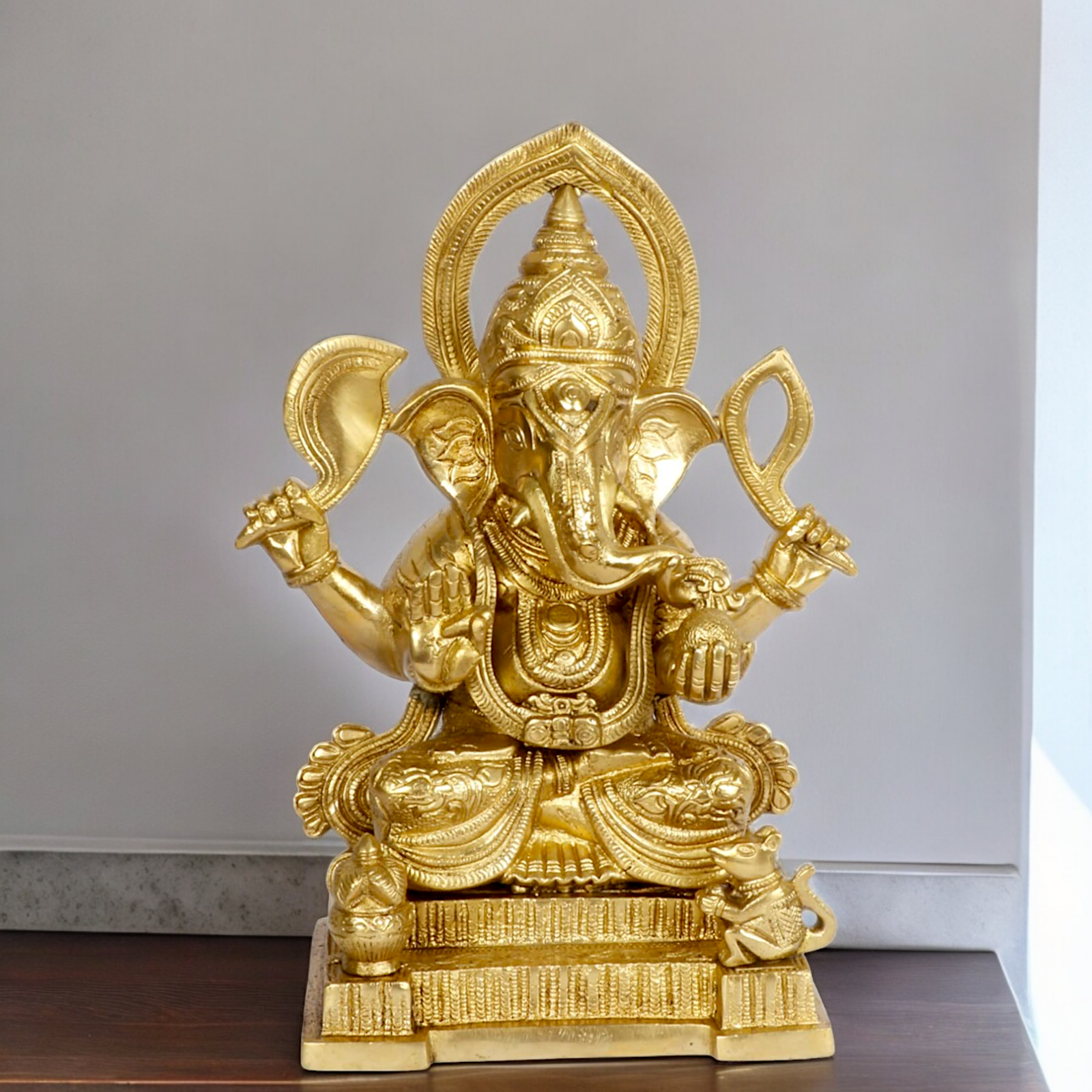 Solid Brass Ganesh Ganpati with Blessing idol - 10 inches Nikuressence