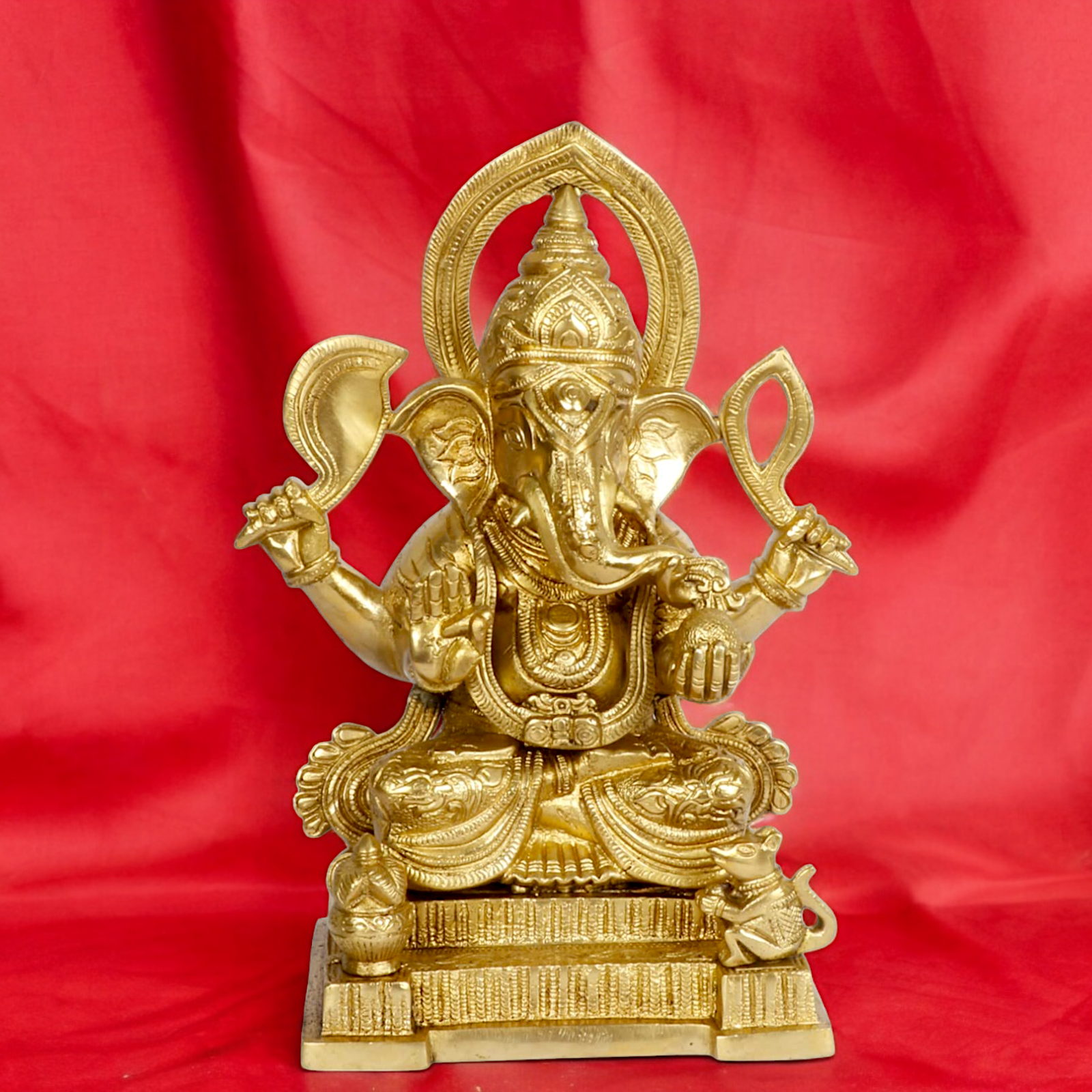 Solid Brass Ganesh Ganpati with Blessing idol - 10 inches Nikuressence