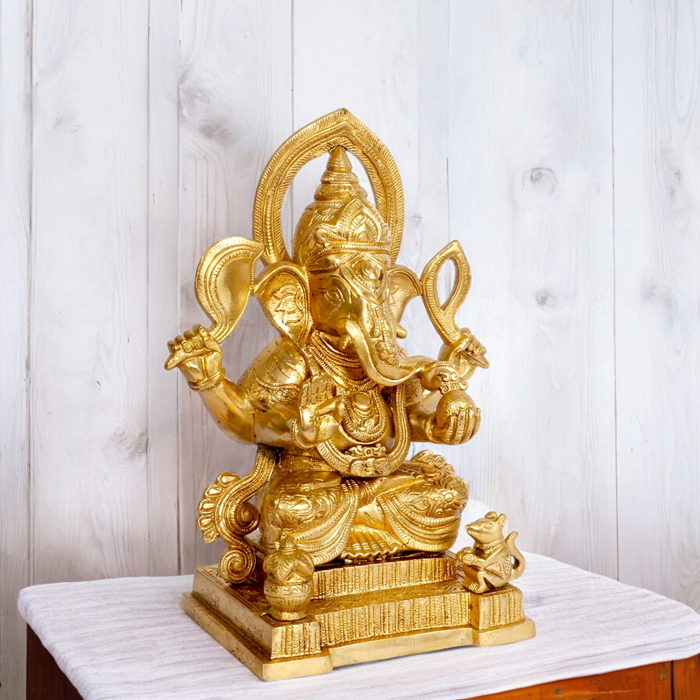 Solid Brass Ganesh Ganpati with Blessing idol - 10 inches Nikuressence