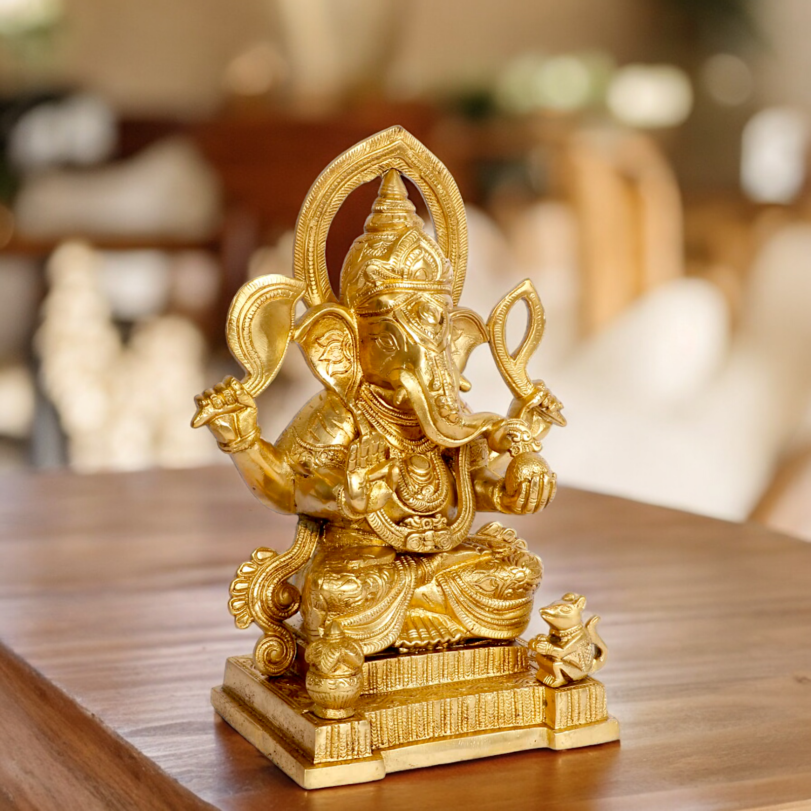 Solid Brass Ganesh Ganpati with Blessing idol - 10 inches Nikuressence