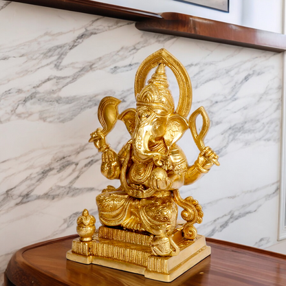 Solid Brass Ganesh Ganpati with Blessing idol - 10 inches Nikuressence