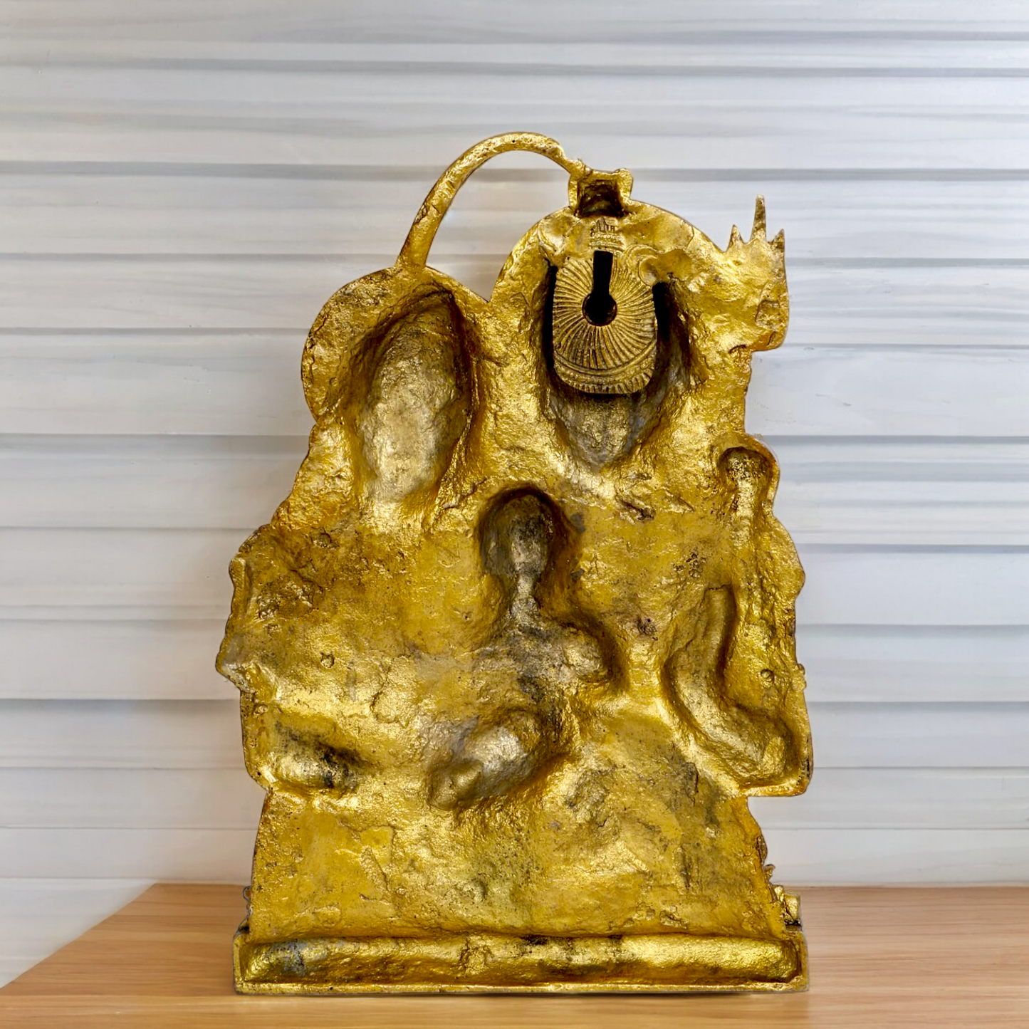 Buy Shiva Parvati with Ganesh solid Brass idol wall hanging - 11.5 inches Nikuressence