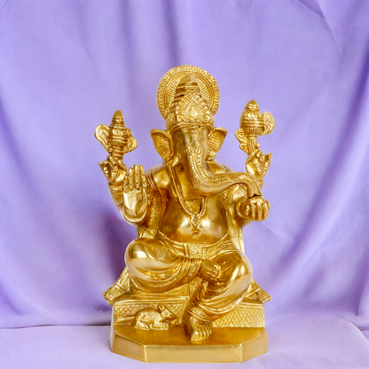 Large Ganesha Vinayaka Solid brass idol - 8 inches Nikuressence