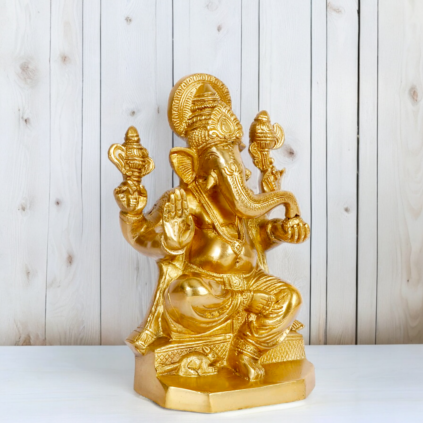 Large Ganesha Vinayaka Solid brass idol - 8 inches Nikuressence