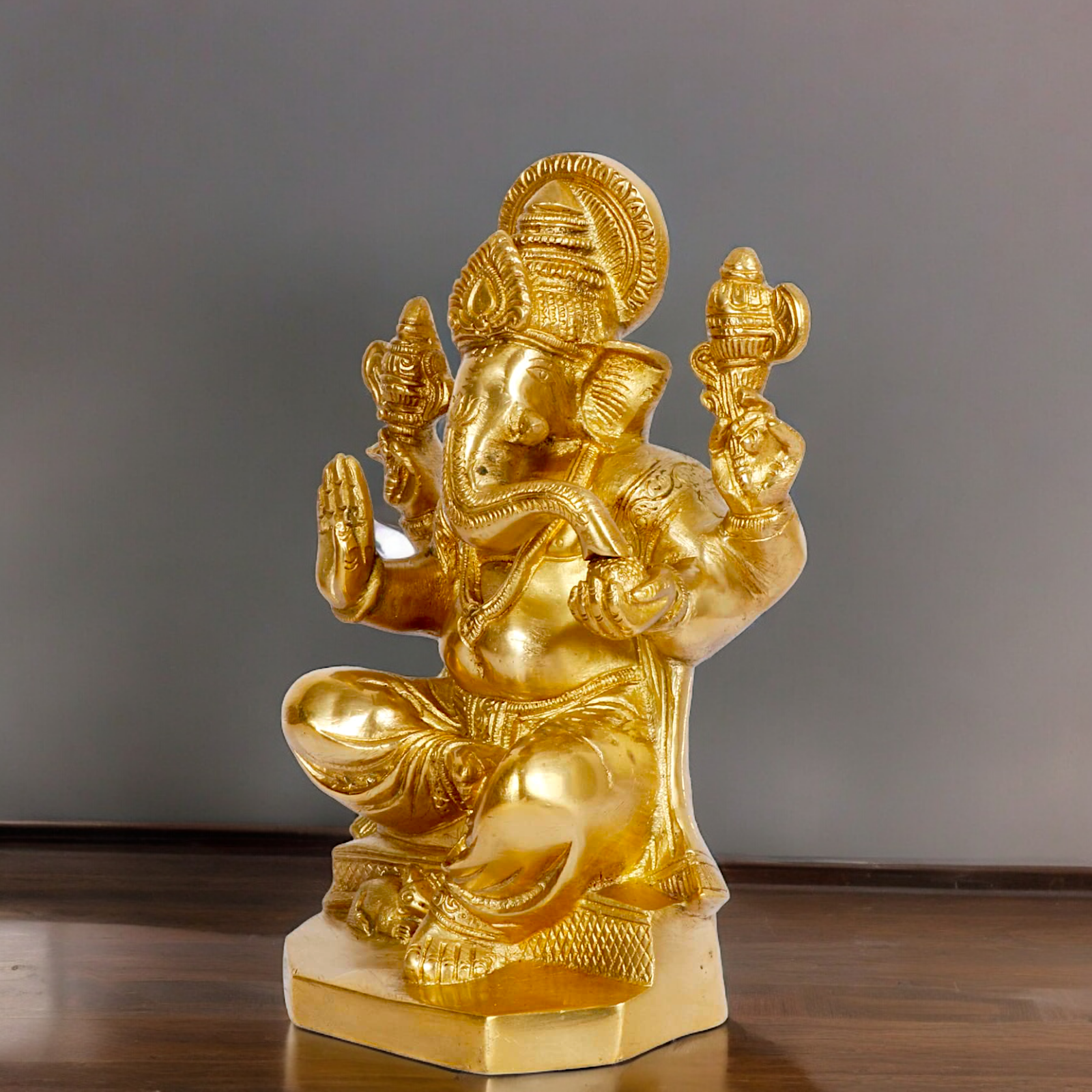 Large Ganesha Vinayaka Solid brass idol - 8 inches Nikuressence