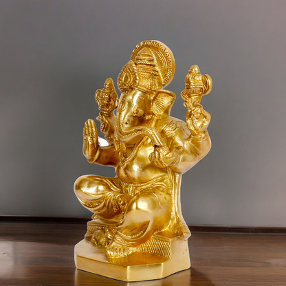 Large Ganesha Vinayaka Solid brass idol - 8 inches Nikuressence