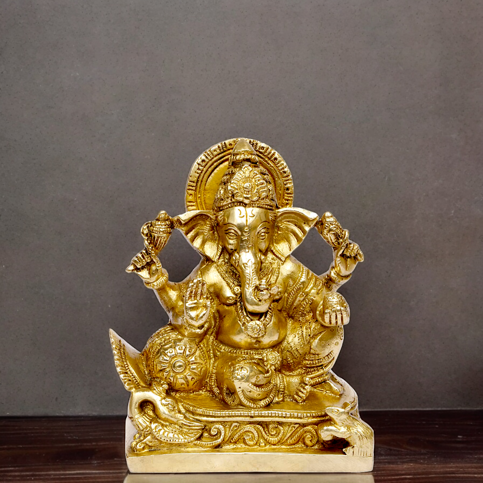 Solid Brass Ganpati Ganesha idol - 5.5 inches Nikuressence
